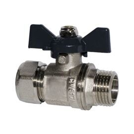 Кран шаровый 16х1/2" НР для м/п труб обжим, бабочка